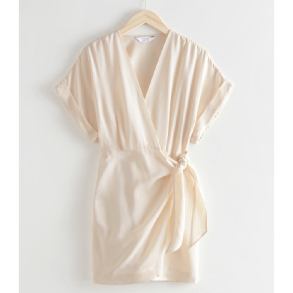 NWT! Relaxed Wrap Mini Dress in Cream - & Other Stories Sz 6